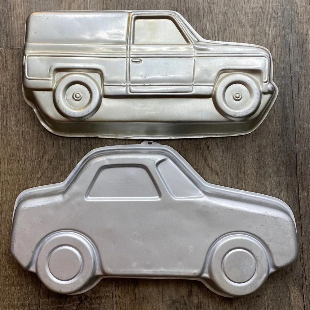 Vintage Wilton Car and Van Cake Pan Set 1980 1989 Aluminum Bakeware 2 Piece